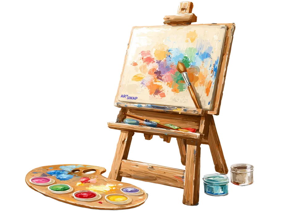 Schilderij op een ezel
